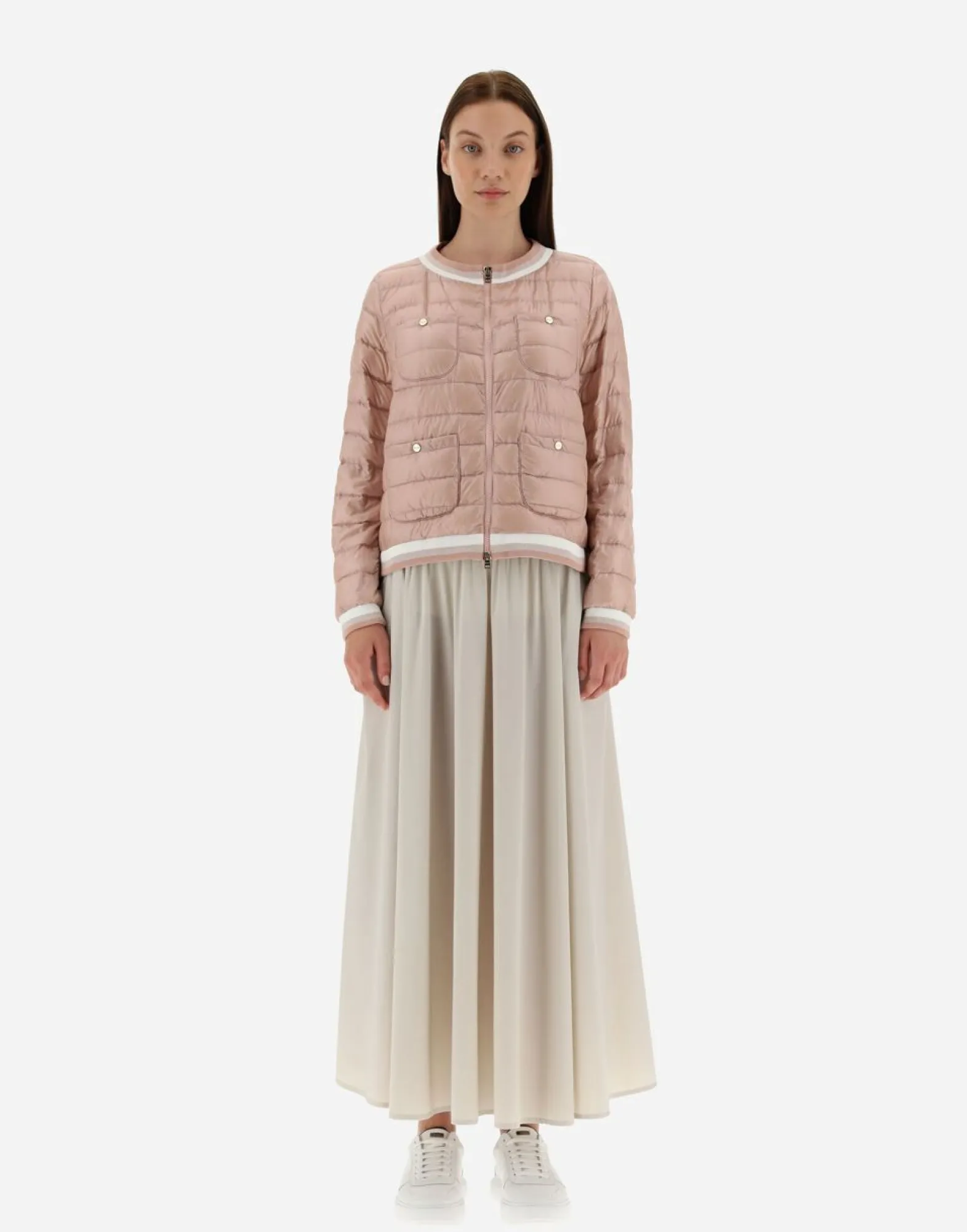 Herno Bomber Jacket In Nylon Ultralight & Striped Knit Fabric