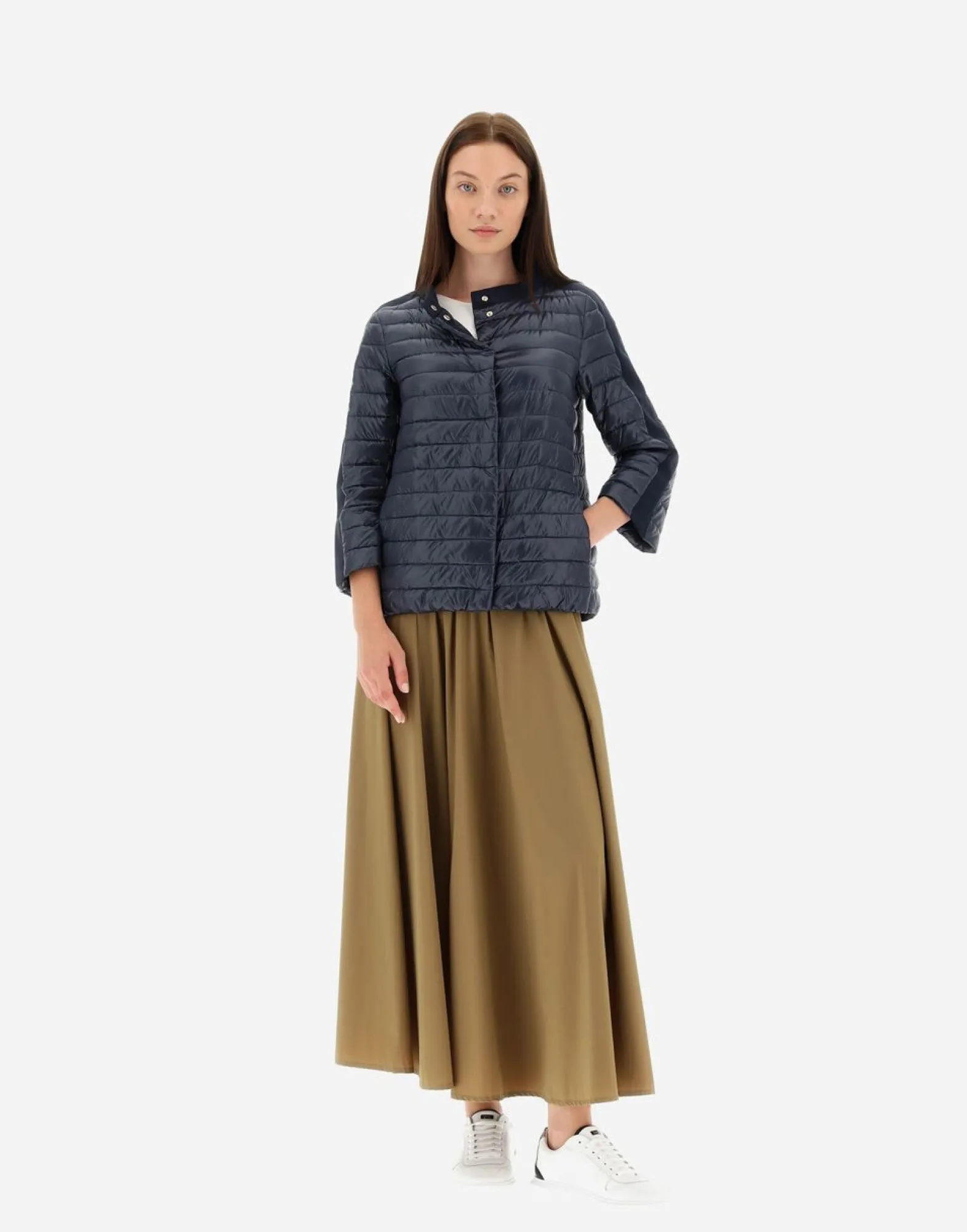 Herno Cape In Nylon Ultralight & New Techno Shantung