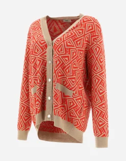 Herno Cardigan In Geometric Monogram Jacquard