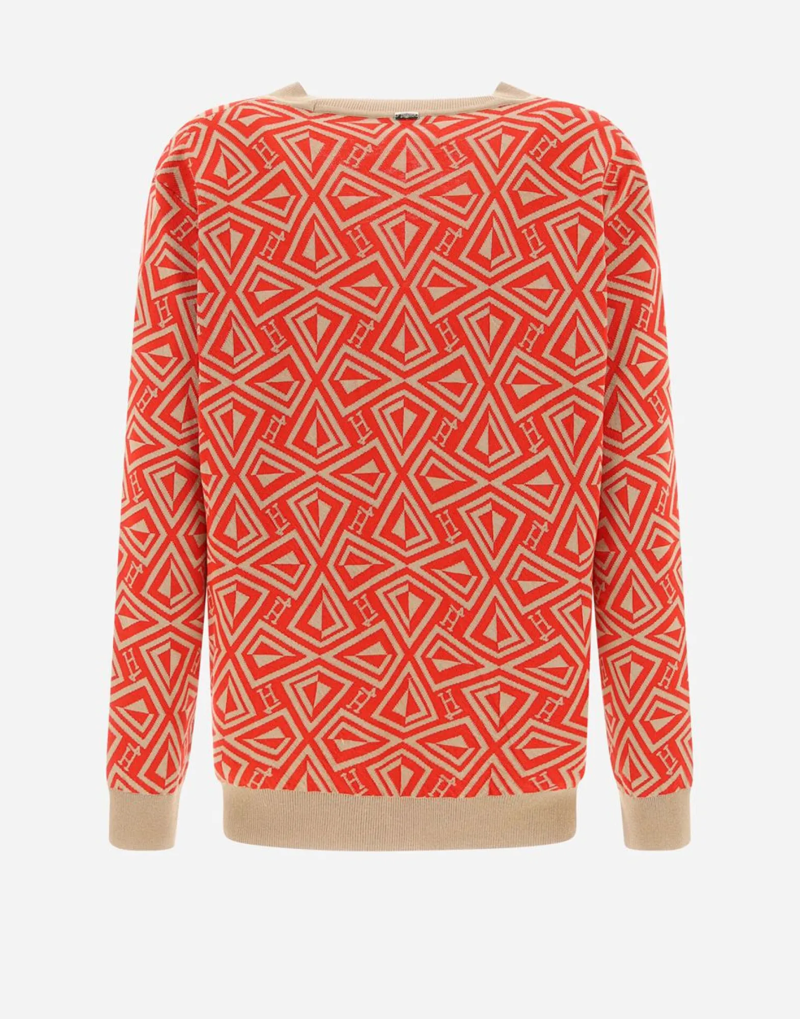 Herno Cardigan In Geometric Monogram Jacquard