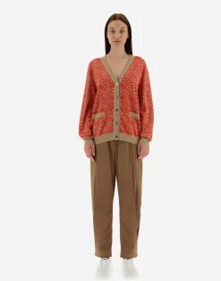 Herno Cardigan In Geometric Monogram Jacquard