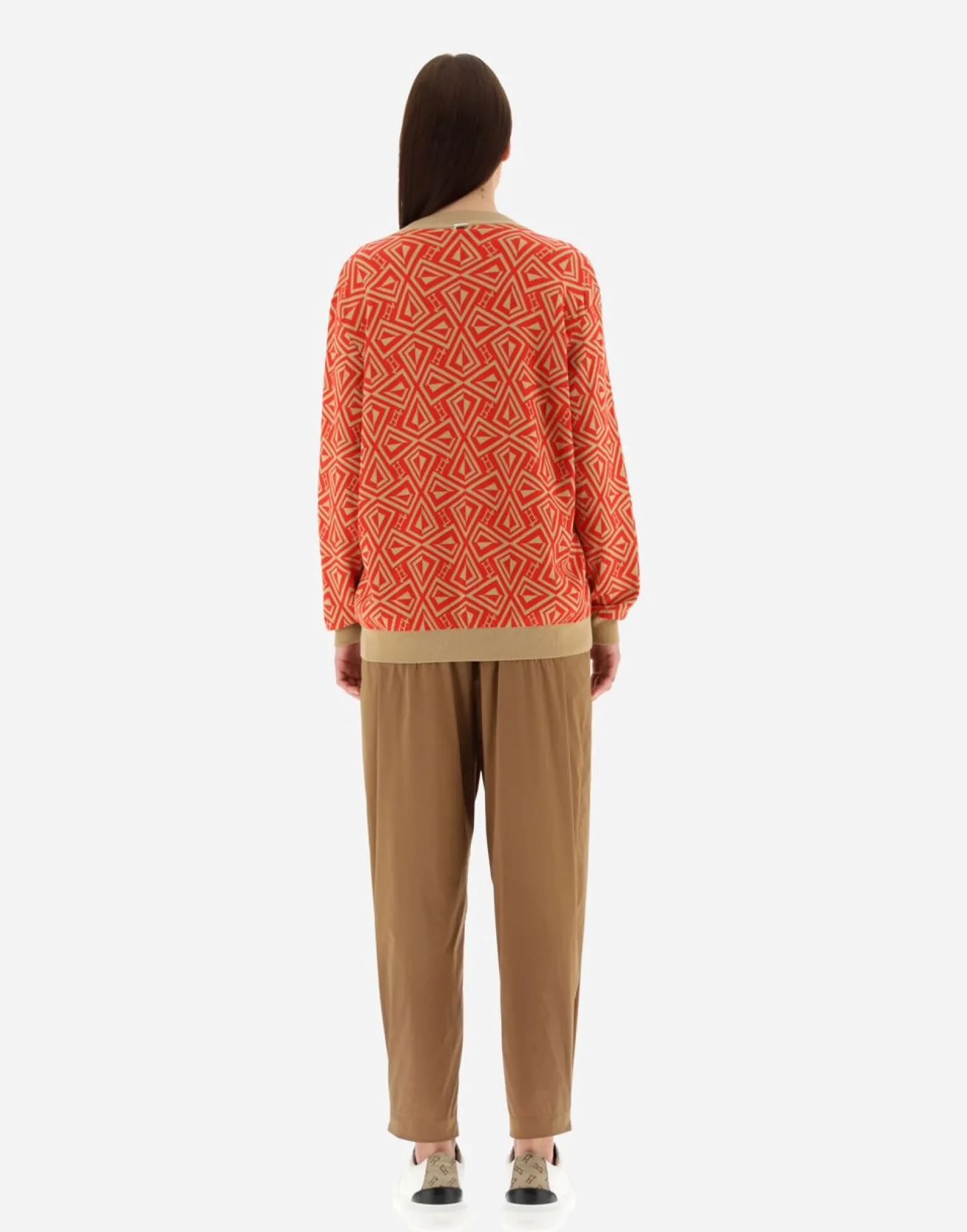 Herno Cardigan In Geometric Monogram Jacquard