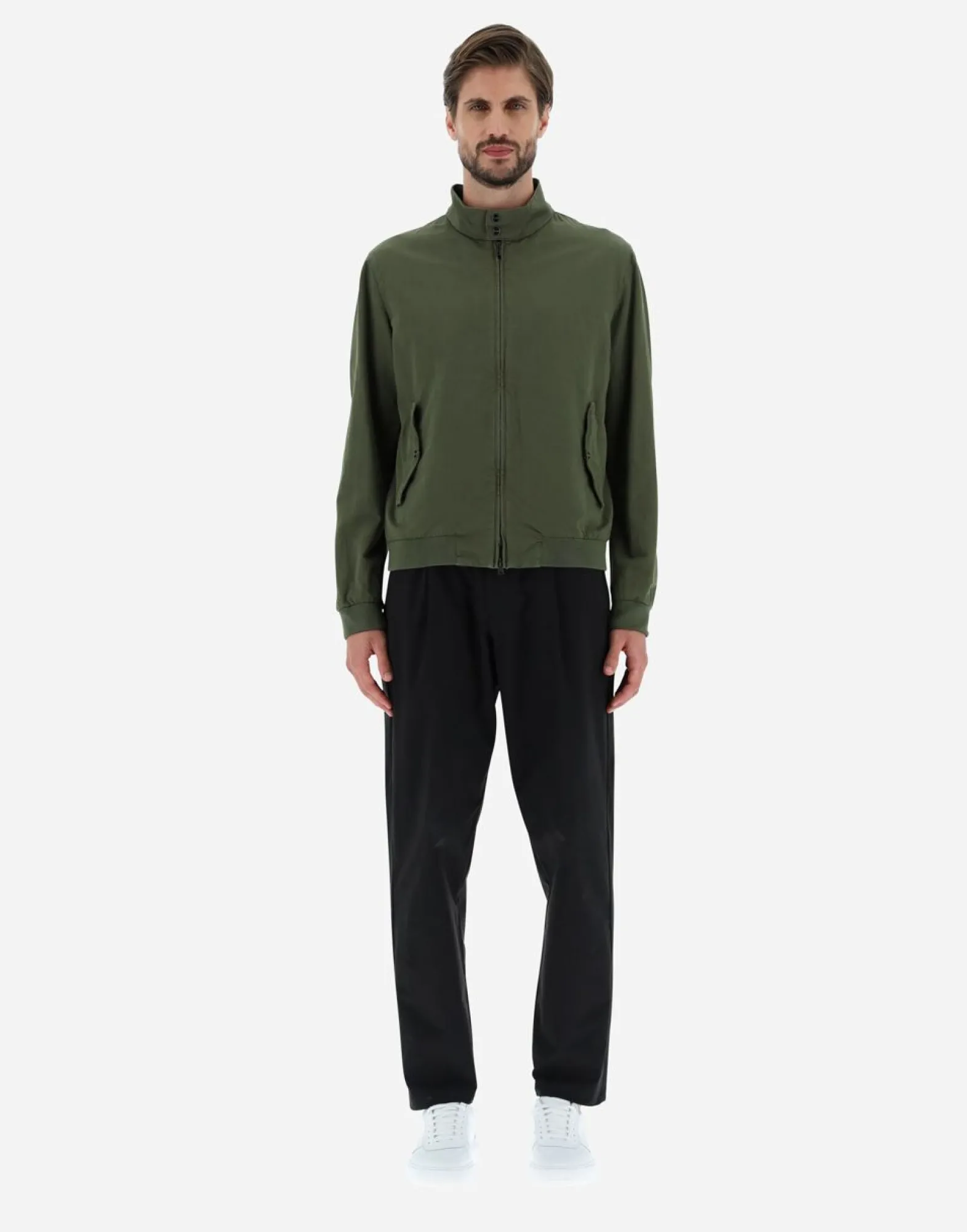Herno Garment-Dyed Linen & Cotton Bomber Jacket