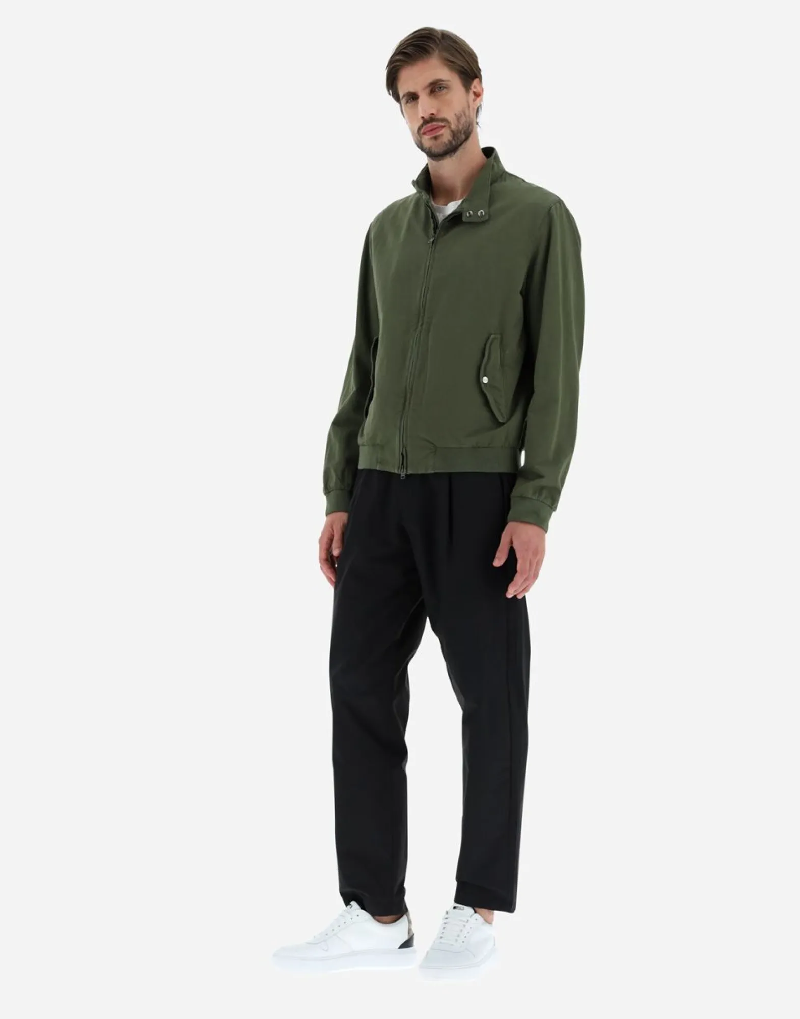 Herno Garment-Dyed Linen & Cotton Bomber Jacket