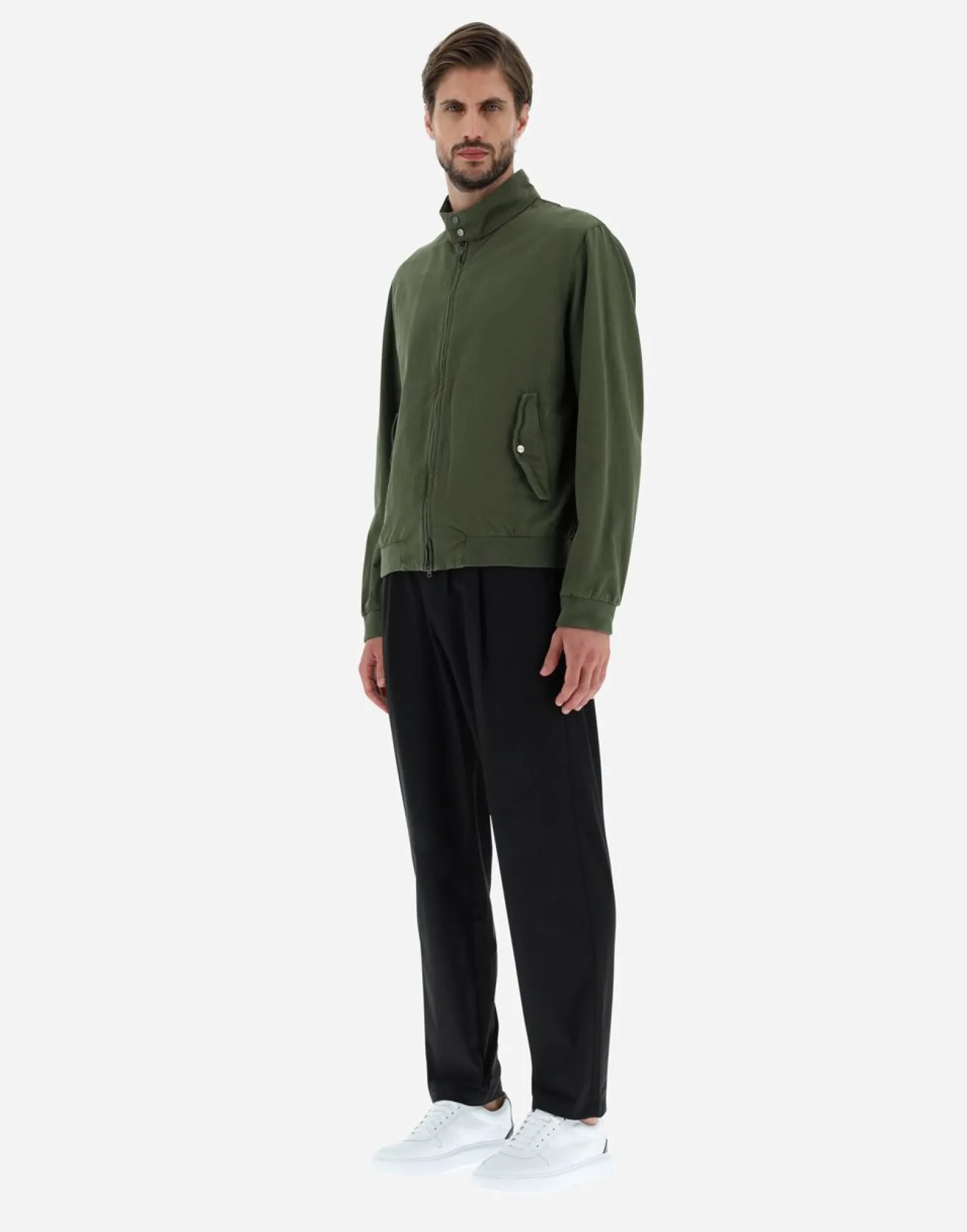 Herno Garment-Dyed Linen & Cotton Bomber Jacket