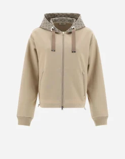 Herno Hooded Cardigan In Double Sweater & Monogram