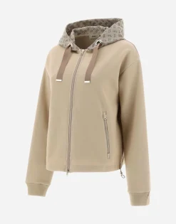 Herno Hooded Cardigan In Double Sweater & Monogram