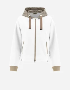 Herno Hooded Cardigan In Double Sweater & Monogram