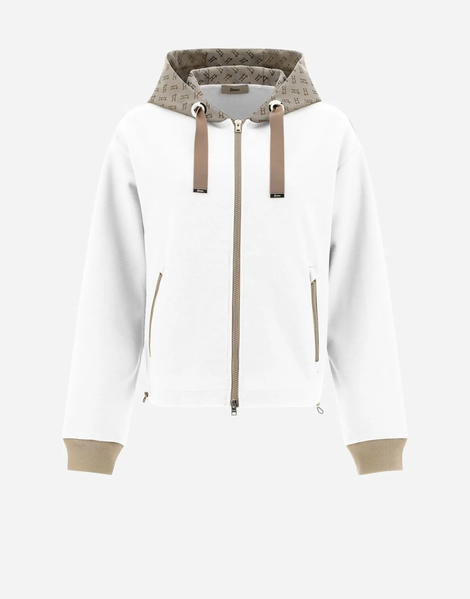 Herno Hooded Cardigan In Double Sweater & Monogram