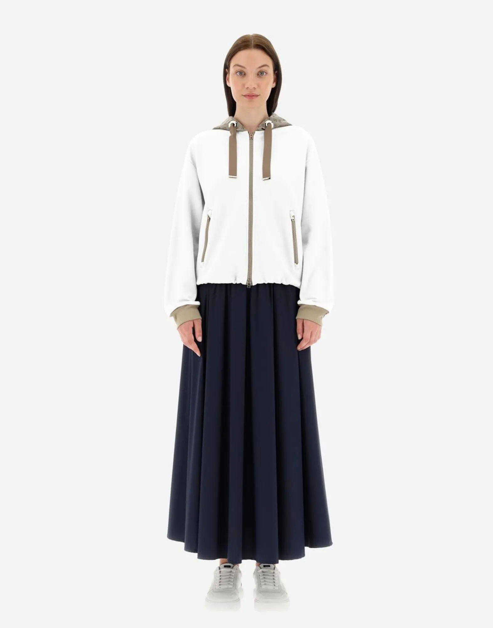 Herno Hooded Cardigan In Double Sweater & Monogram