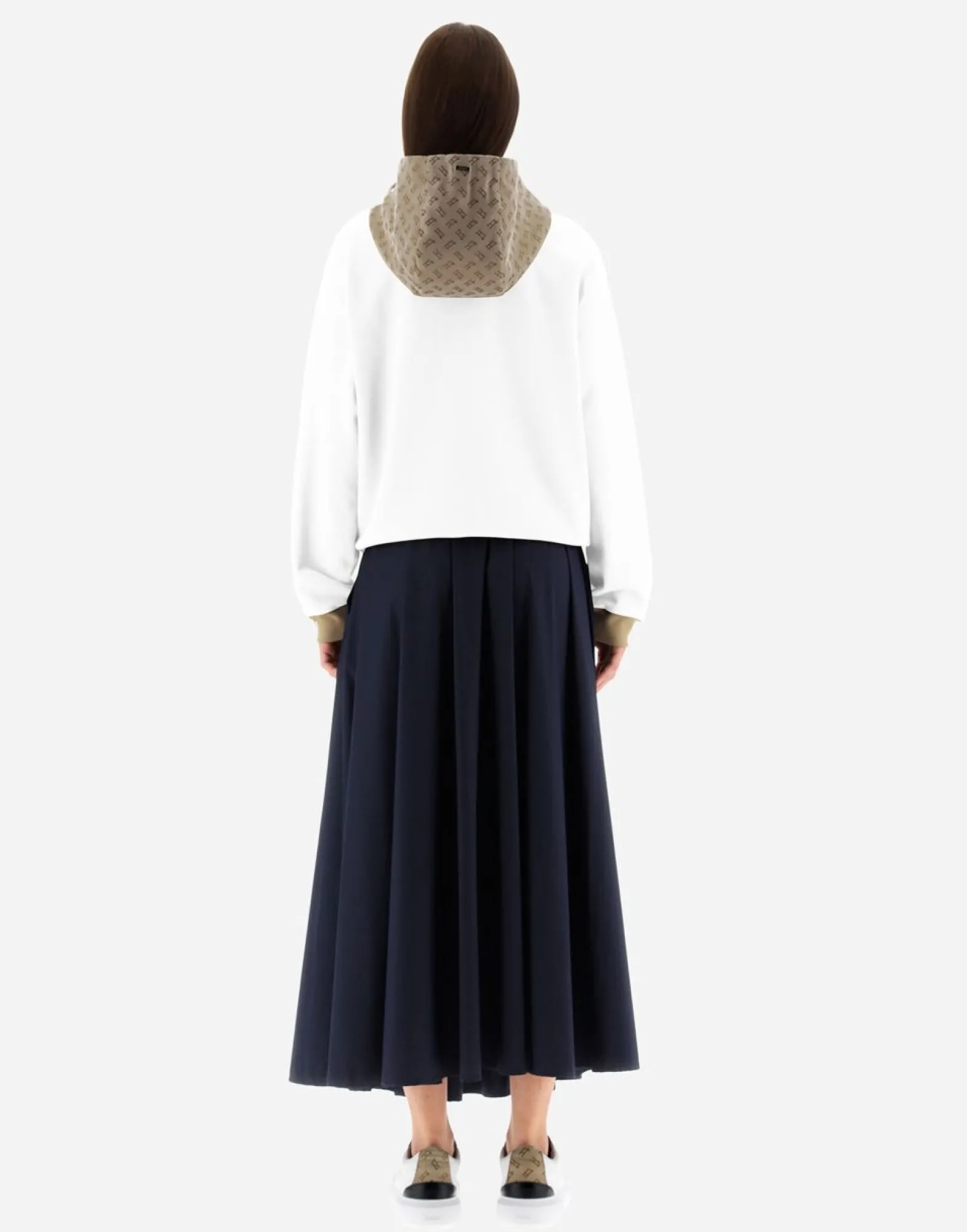 Herno Hooded Cardigan In Double Sweater & Monogram