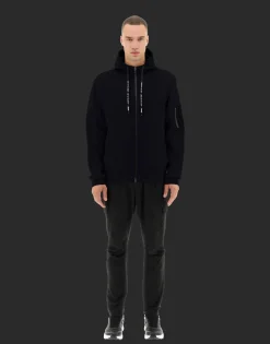 Herno Laminar Bomber Jacket In Cotton Sweater And Light Opalescent Fabric