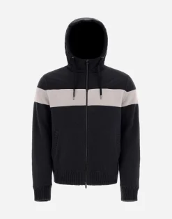 Herno Resort Bomber Jacket In Infinity Mix Knit & Ponente