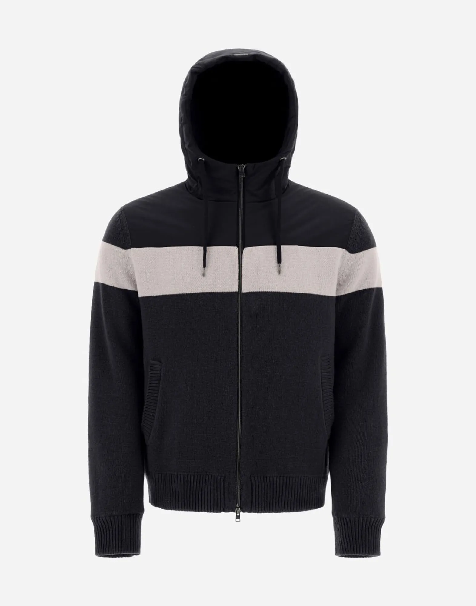 Herno Resort Bomber Jacket In Infinity Mix Knit & Ponente