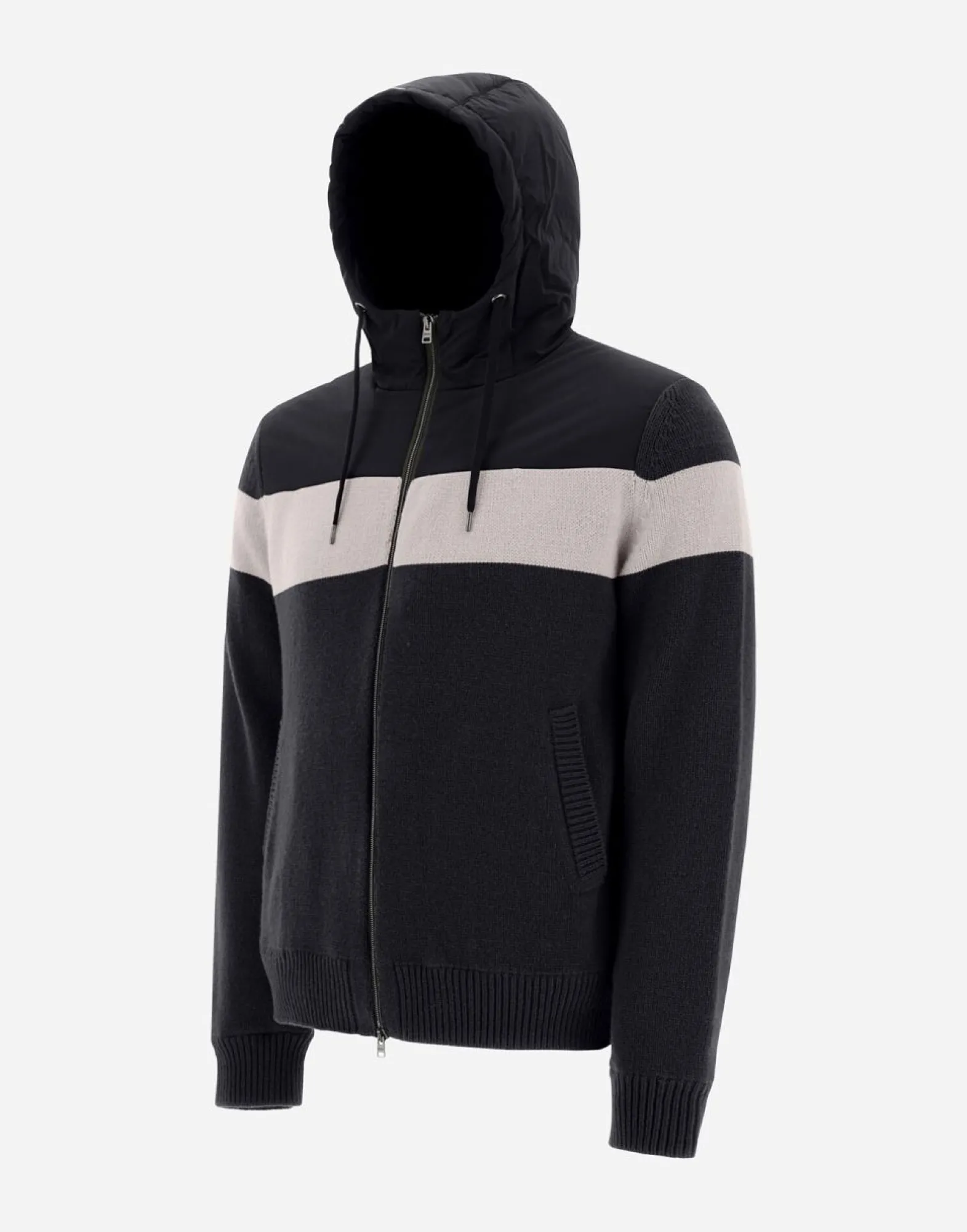 Herno Resort Bomber Jacket In Infinity Mix Knit & Ponente