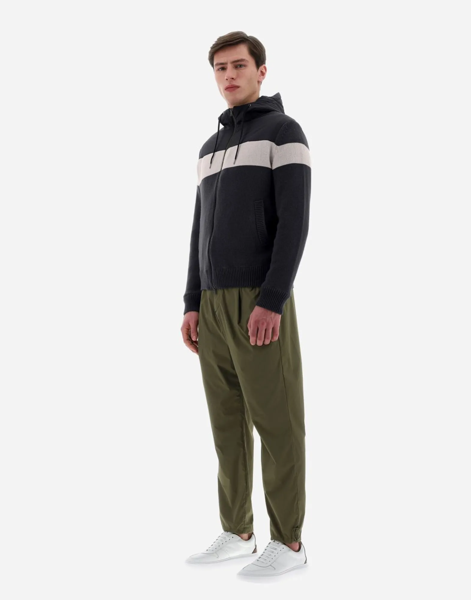 Herno Resort Bomber Jacket In Infinity Mix Knit & Ponente