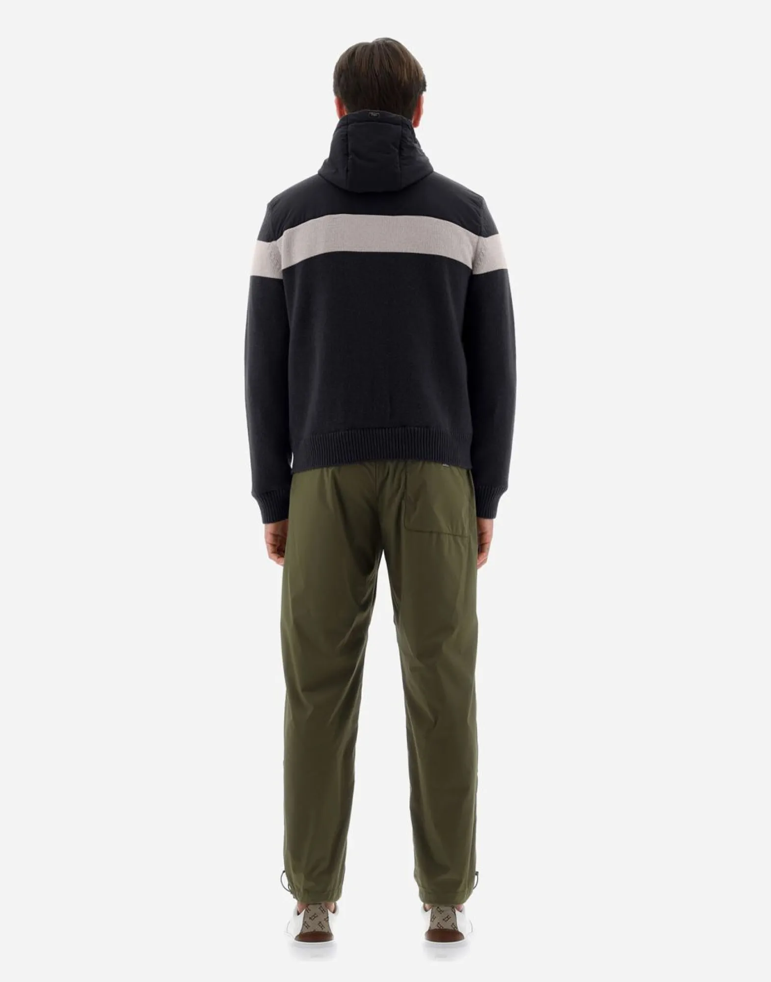 Herno Resort Bomber Jacket In Infinity Mix Knit & Ponente