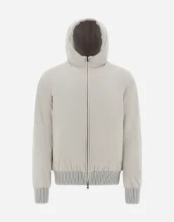 Herno Resort Bomber Jacket In Infinity Mix Knit & Rev Ponente