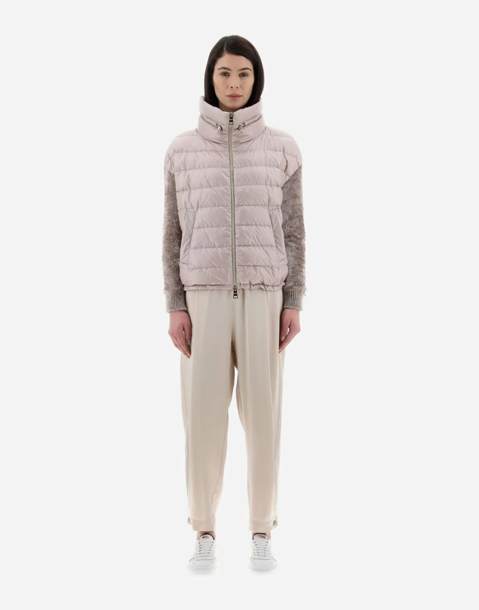 Herno Resort Bomber Jacket In Nylon Ultralight & Chenille Knit