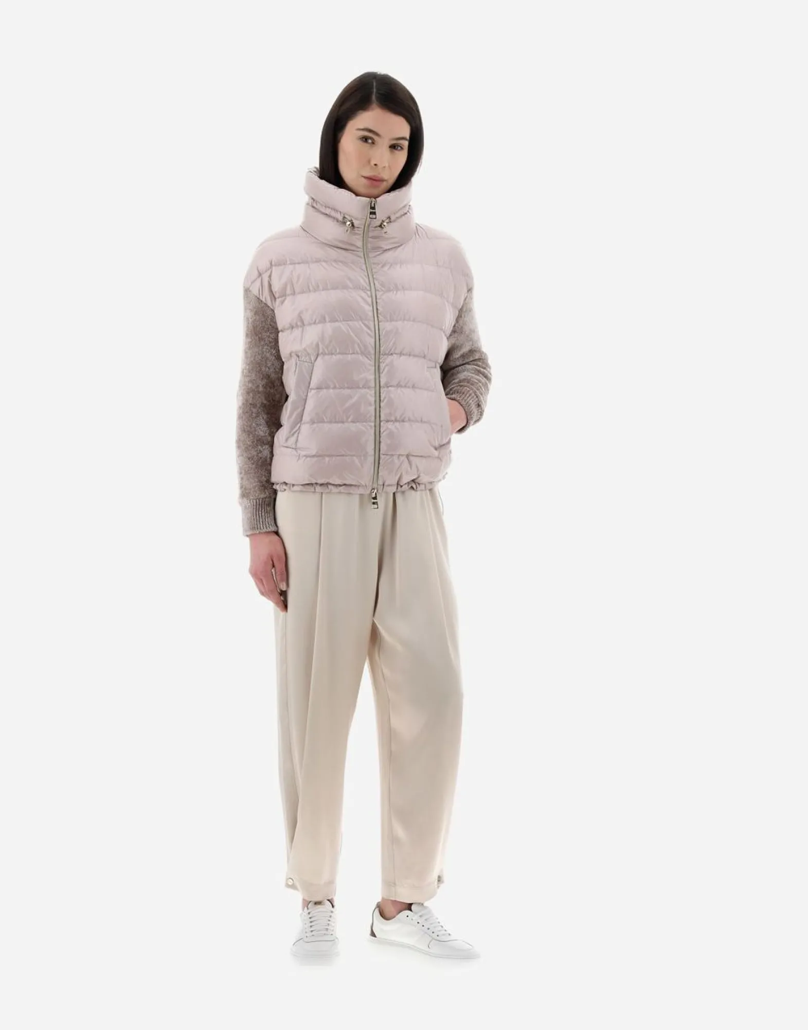 Herno Resort Bomber Jacket In Nylon Ultralight & Chenille Knit