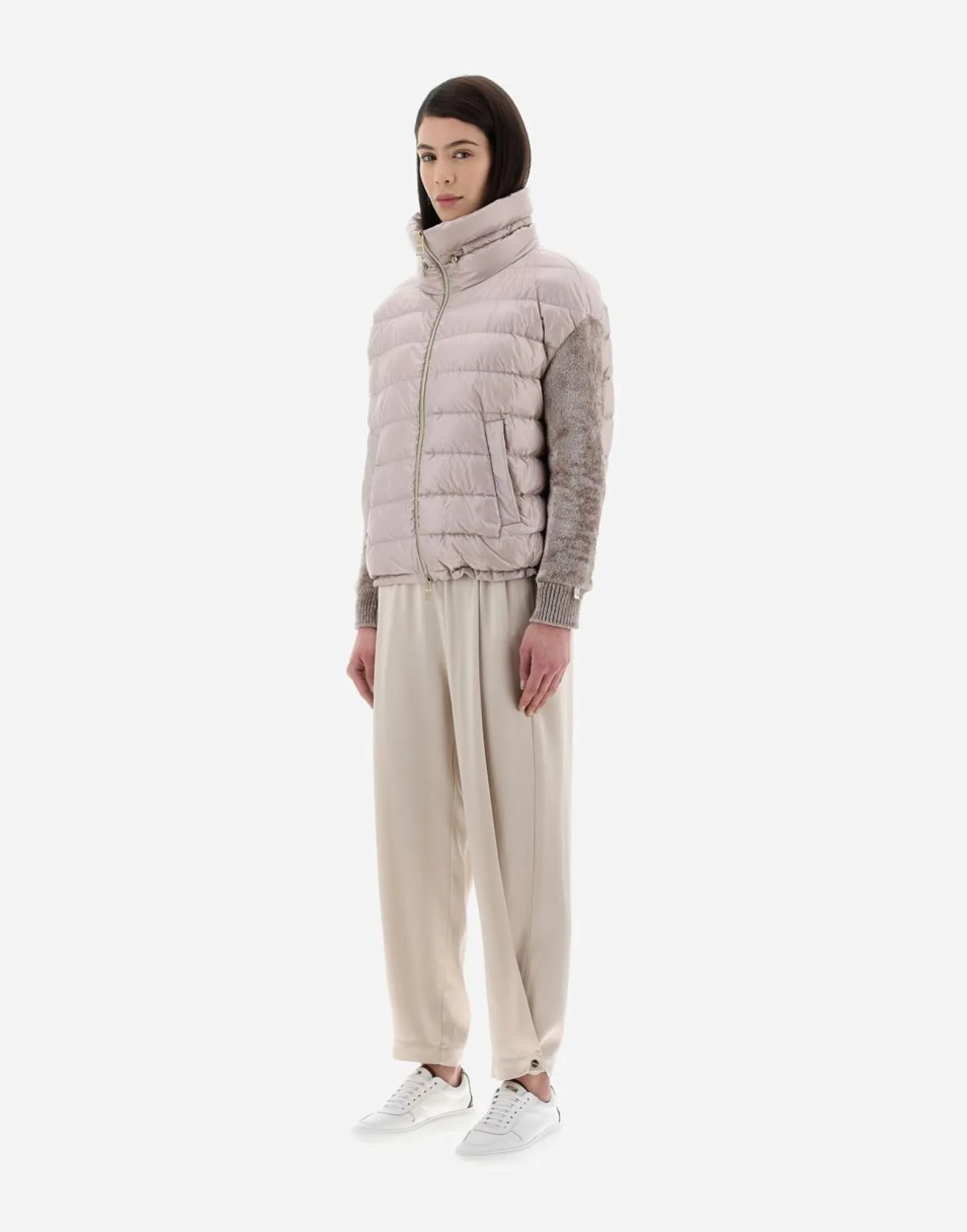 Herno Resort Bomber Jacket In Nylon Ultralight & Chenille Knit