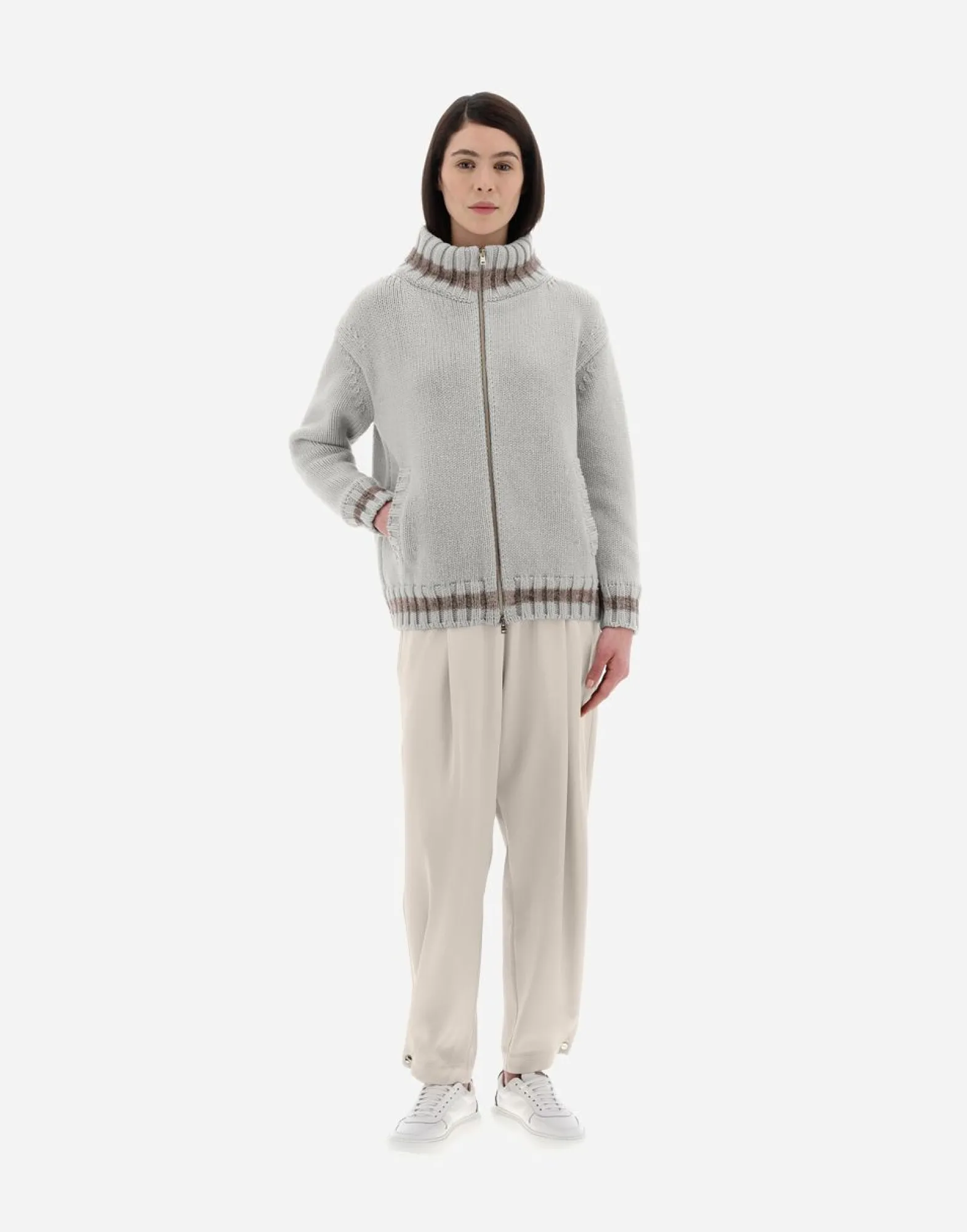 Herno Resort Cardigan In Infinity & Chenille Knit