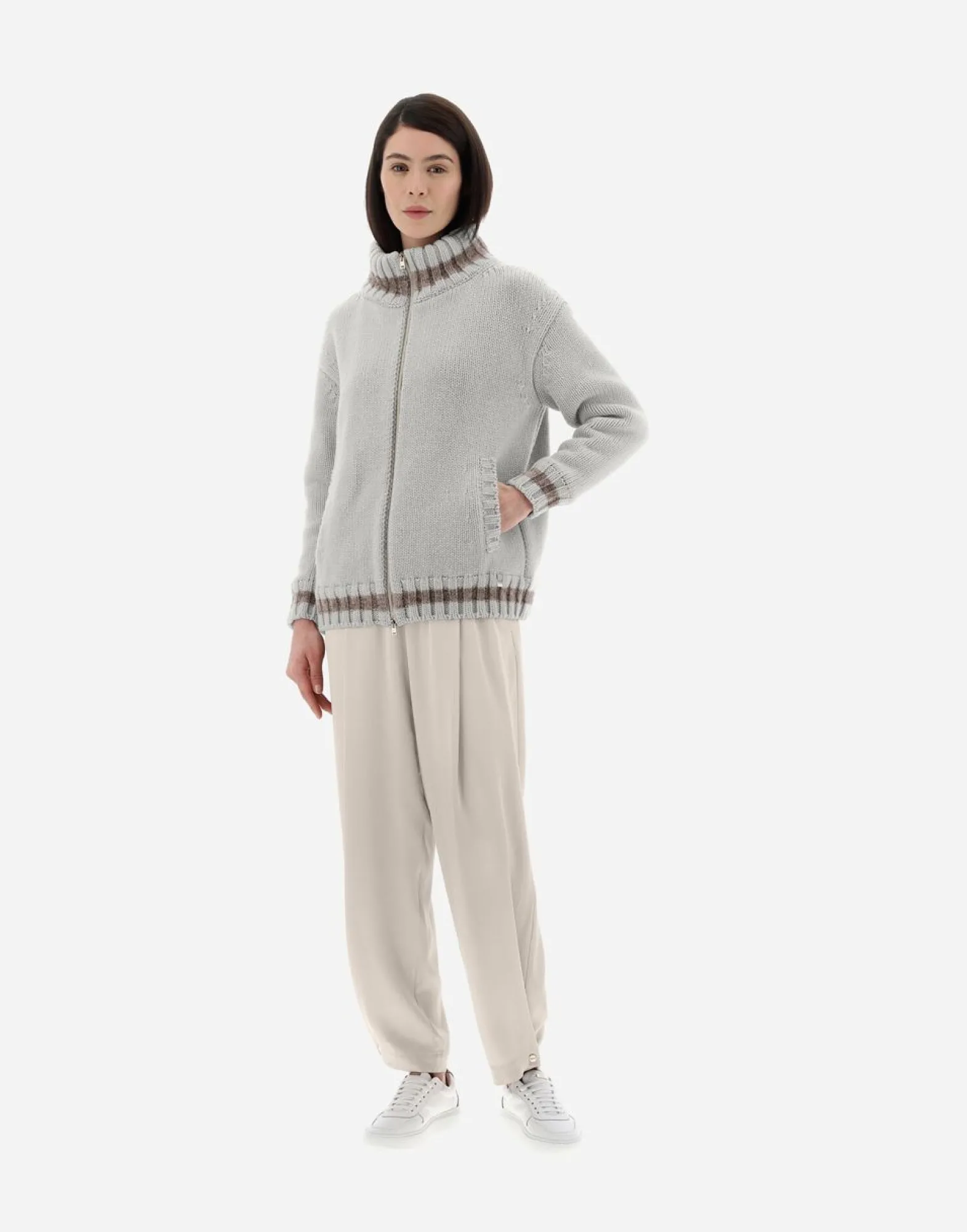 Herno Resort Cardigan In Infinity & Chenille Knit
