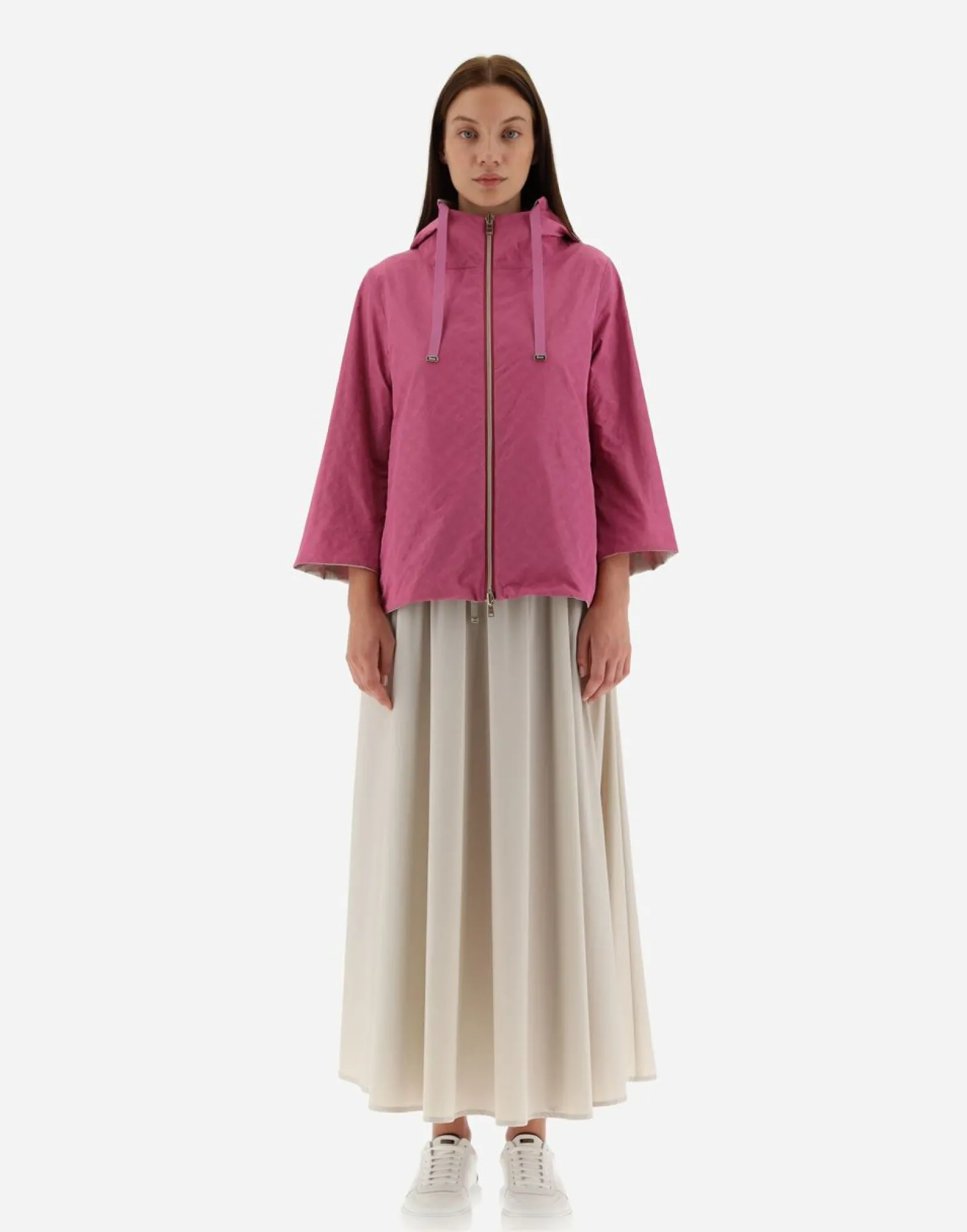 Herno Reversible Monogram Taffeta Cape
