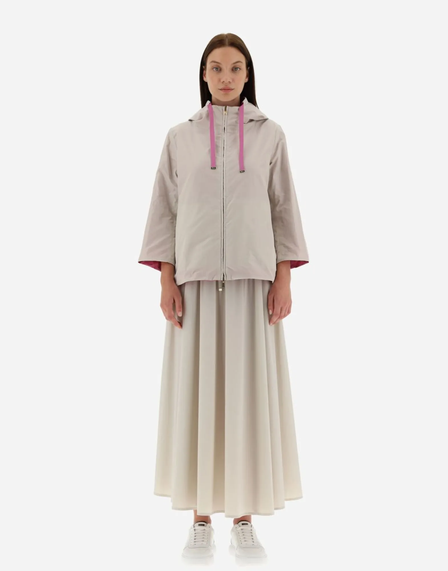 Herno Reversible Monogram Taffeta Cape