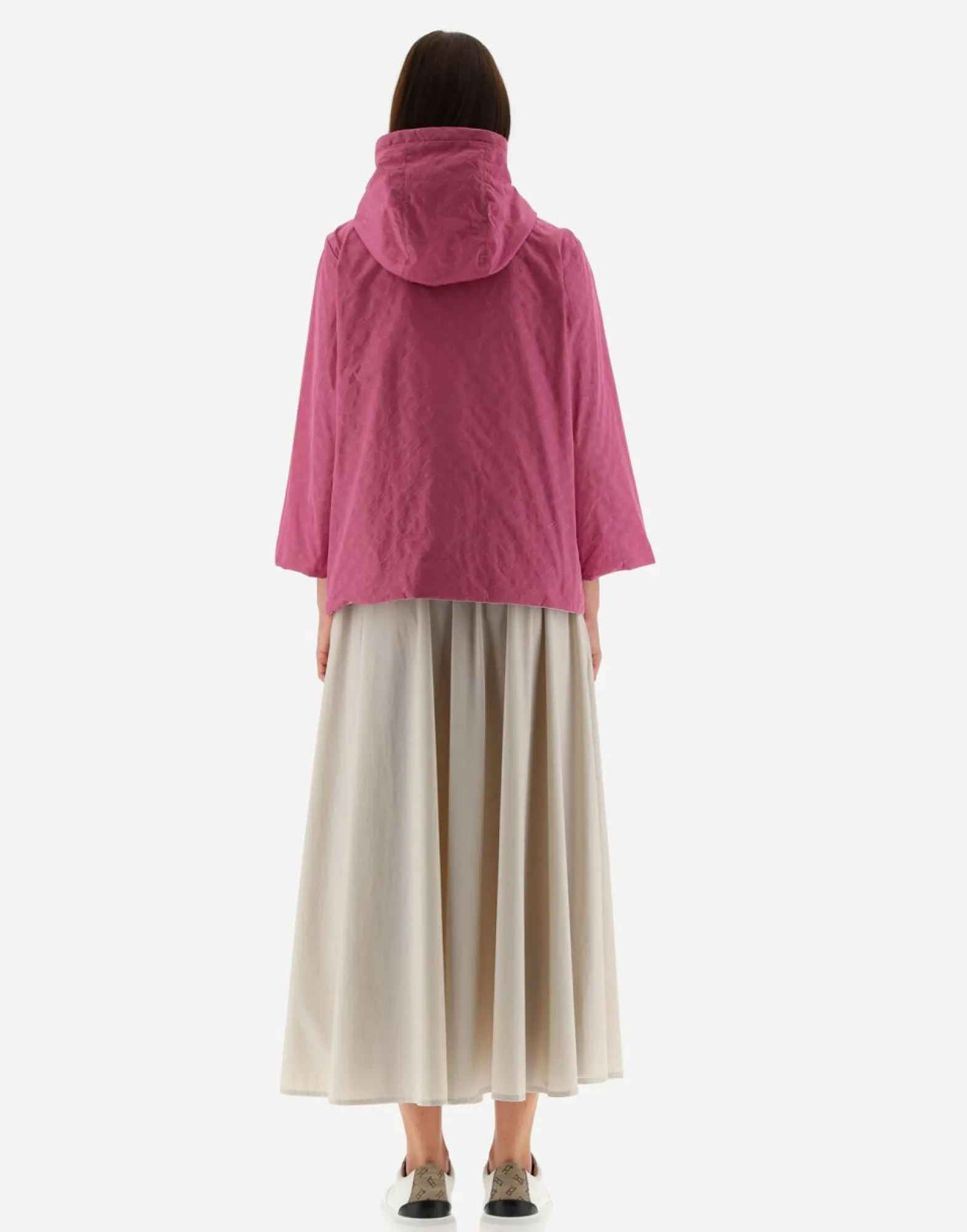 Herno Reversible Monogram Taffeta Cape