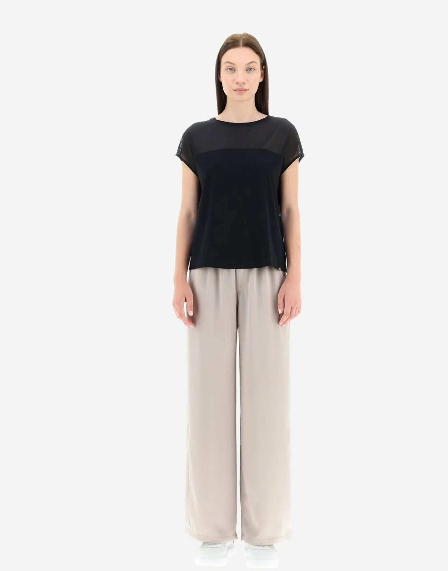 Herno T-Shirt In Light Scuba & Stretch Tulle