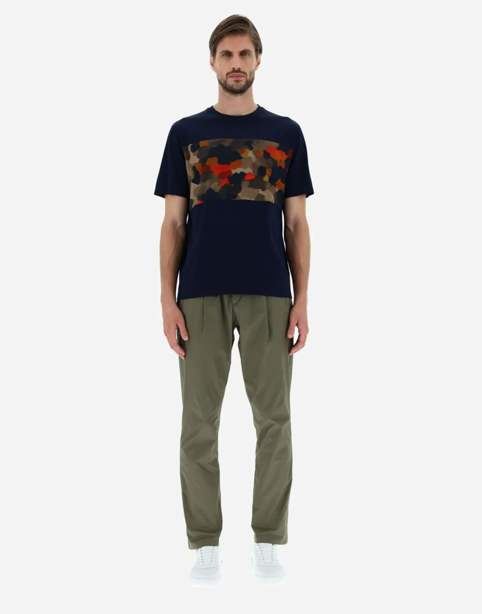 Herno T-Shirt In Superfine Cotton & Spring Camo Jersey