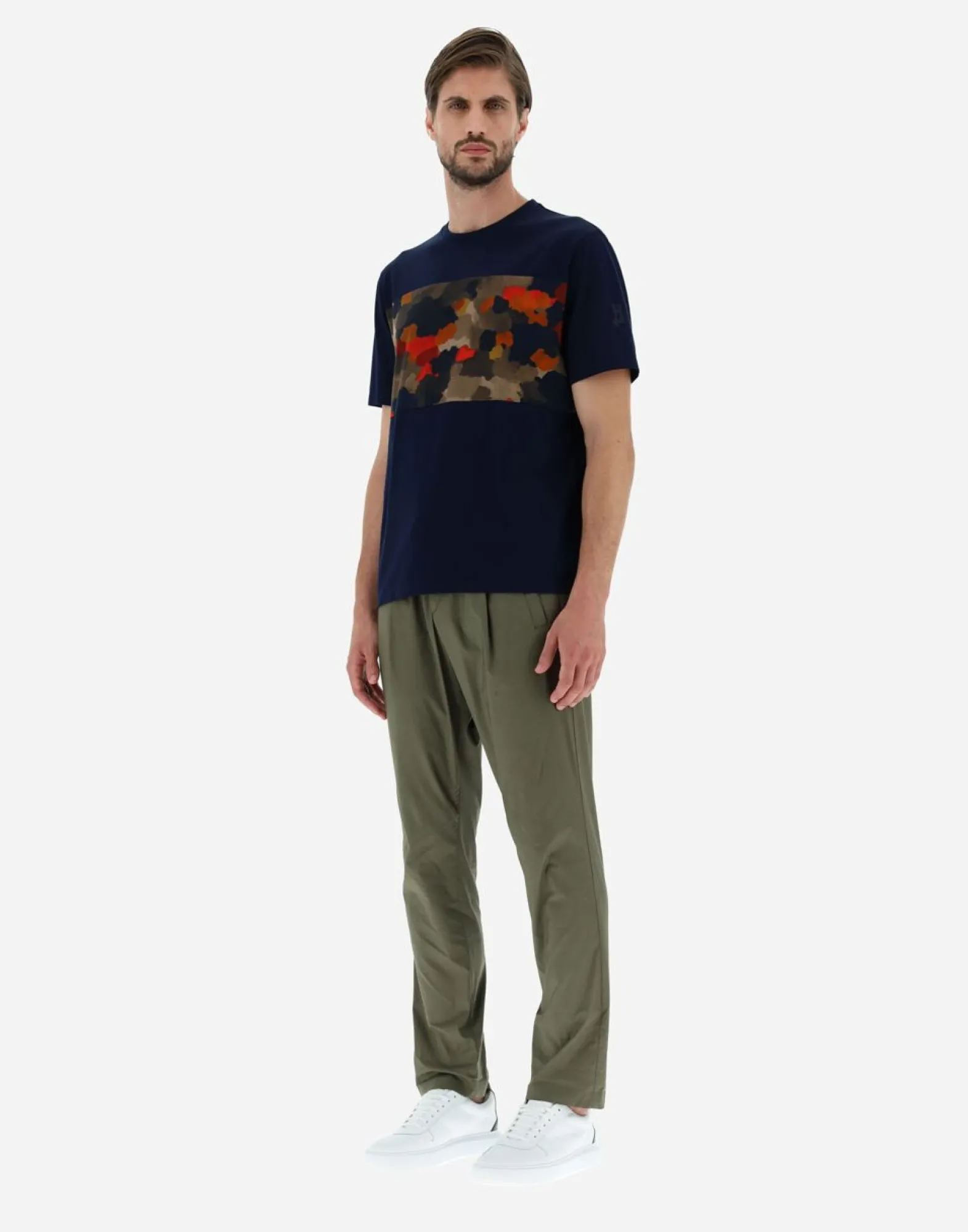 Herno T-Shirt In Superfine Cotton & Spring Camo Jersey