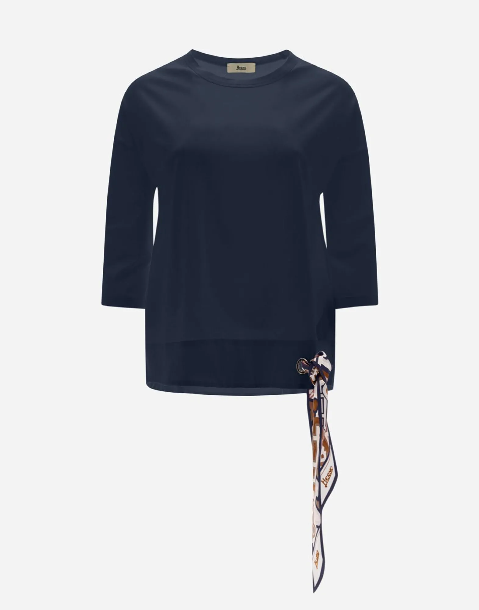 Herno T-Shirt In Superfine Cotton Stretch With Bubble Scarf