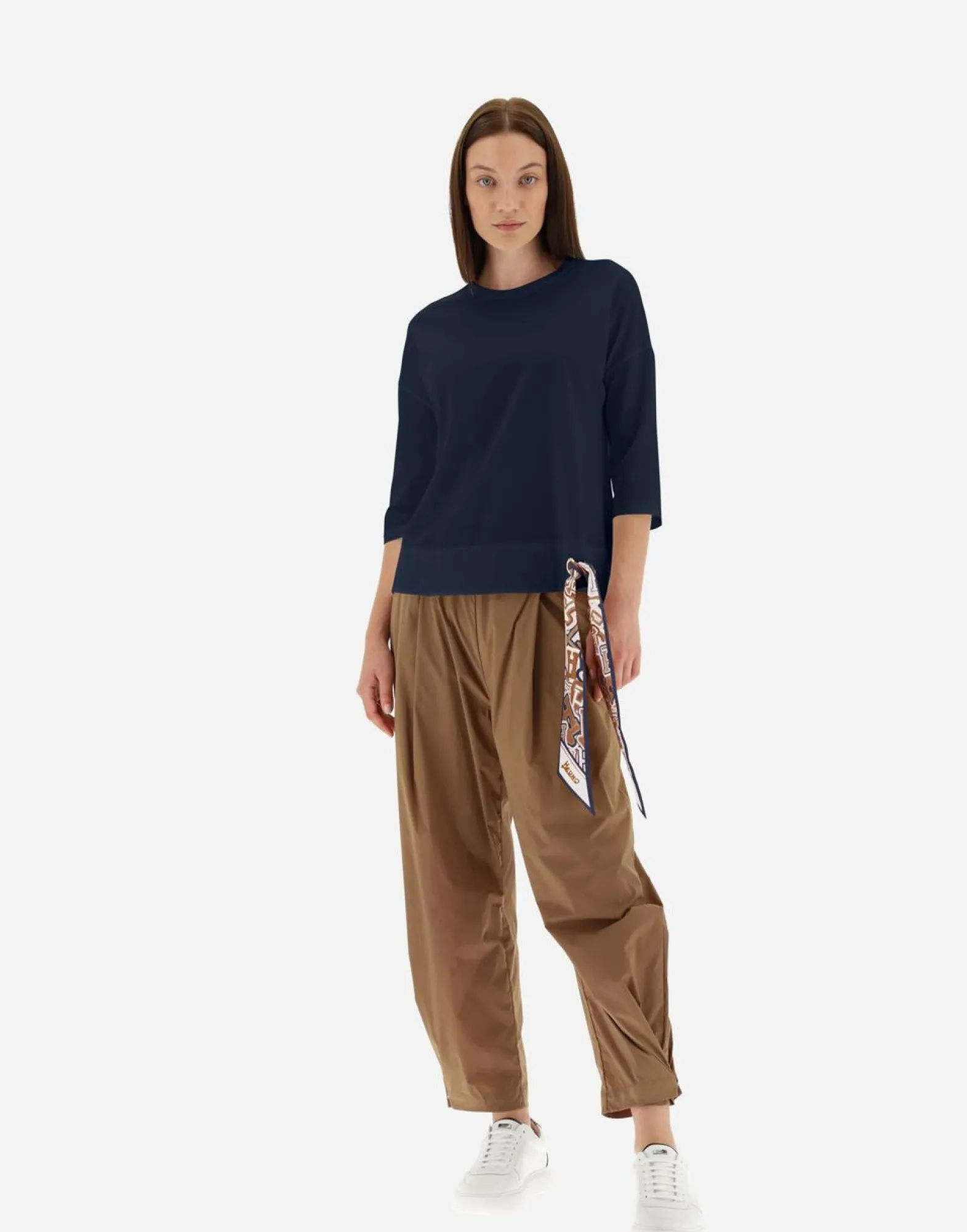 Herno T-Shirt In Superfine Cotton Stretch With Bubble Scarf