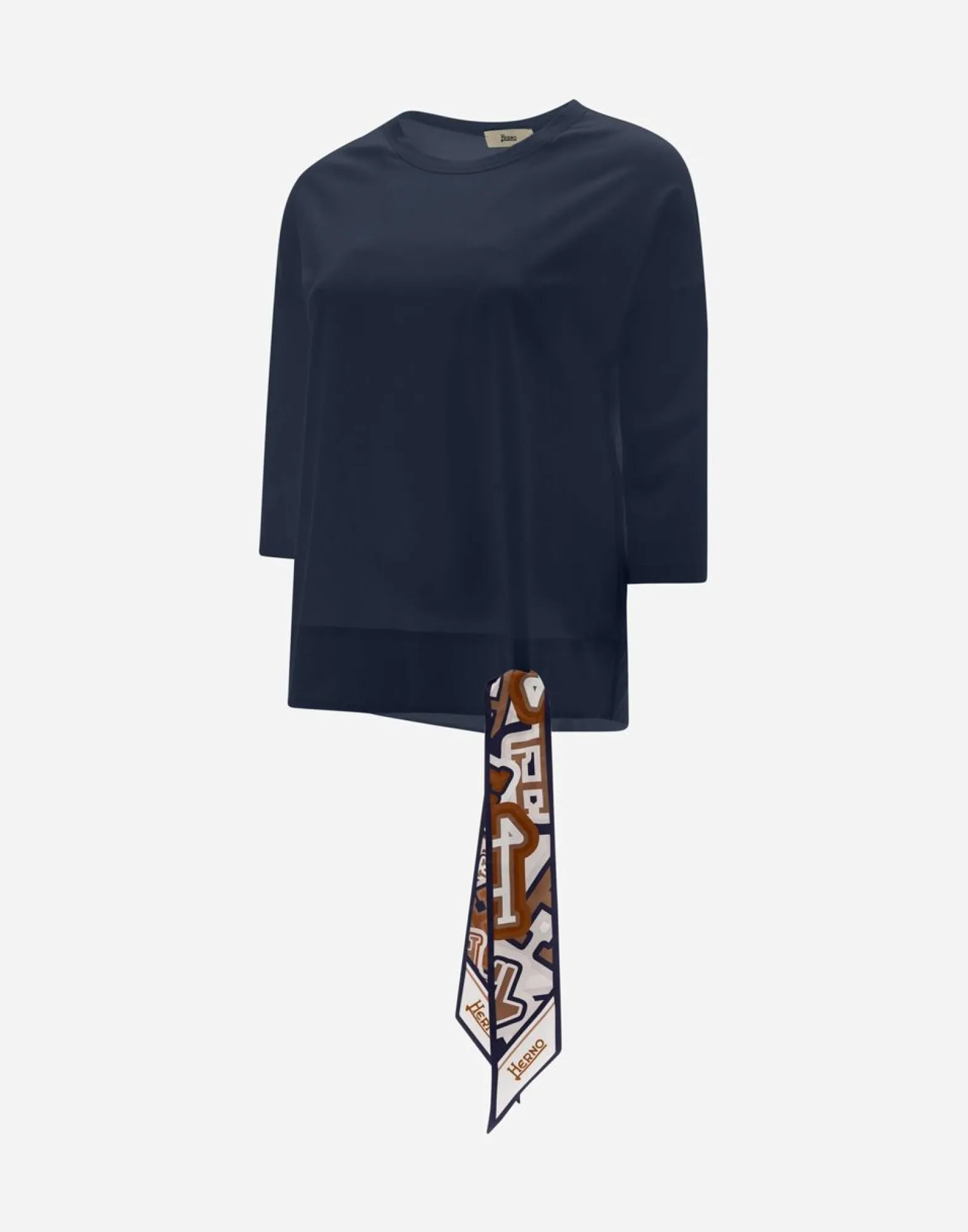 Herno T-Shirt In Superfine Cotton Stretch With Bubble Scarf