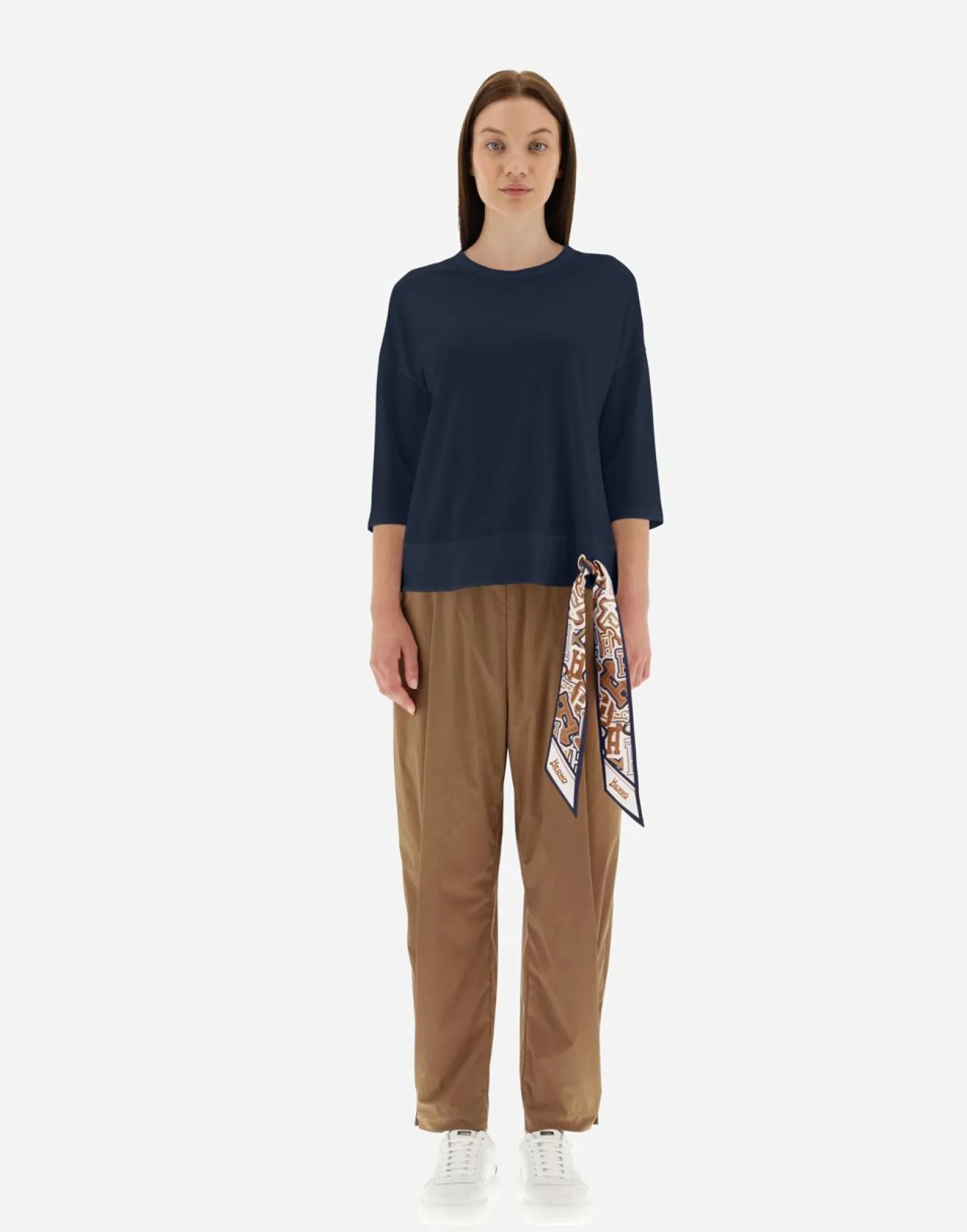 Herno T-Shirt In Superfine Cotton Stretch With Bubble Scarf