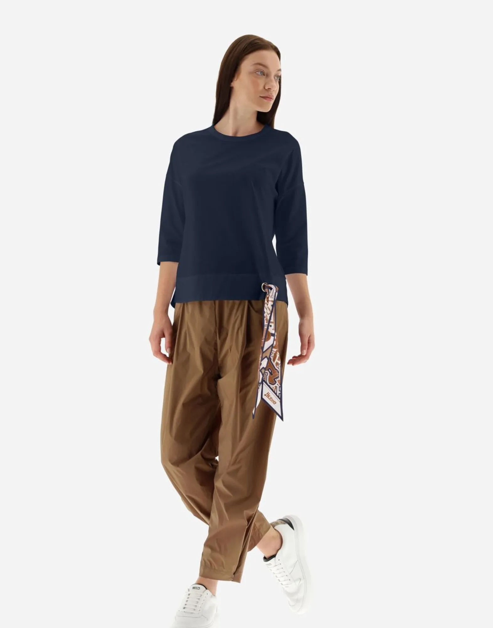 Herno T-Shirt In Superfine Cotton Stretch With Bubble Scarf