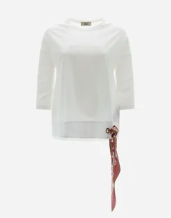 Herno T-Shirt In Superfine Cotton Stretch With Bubble Scarf