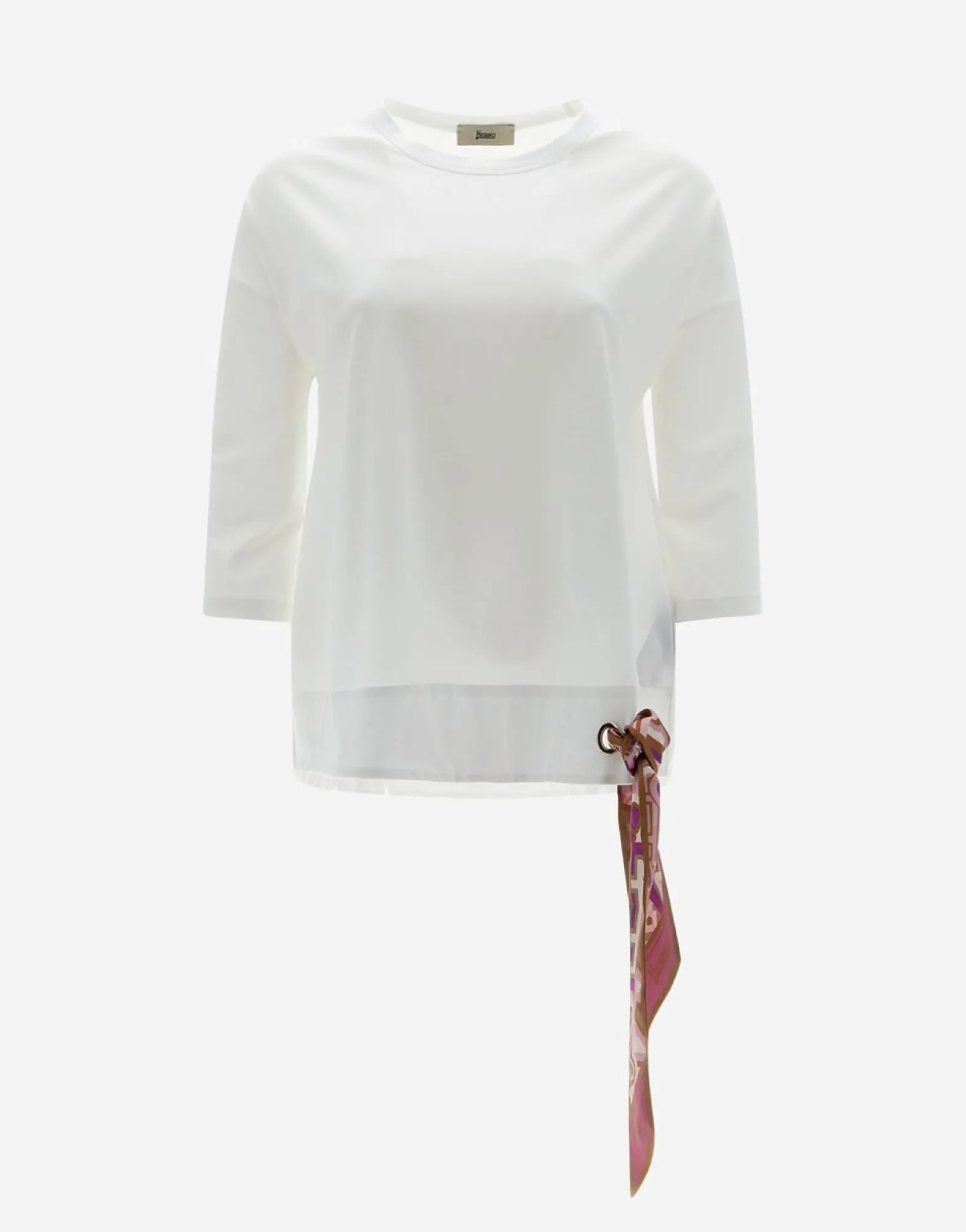 Herno T-Shirt In Superfine Cotton Stretch With Bubble Scarf
