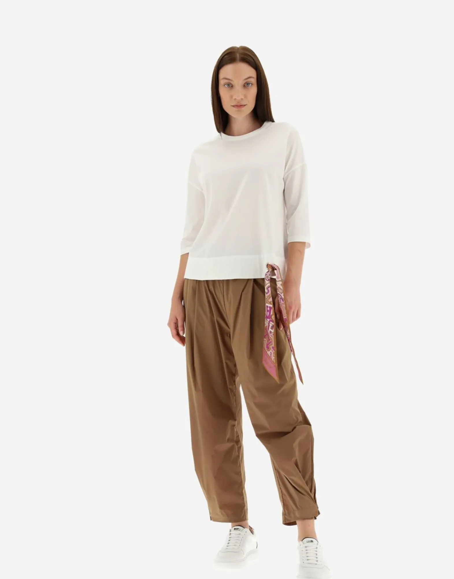 Herno T-Shirt In Superfine Cotton Stretch With Bubble Scarf