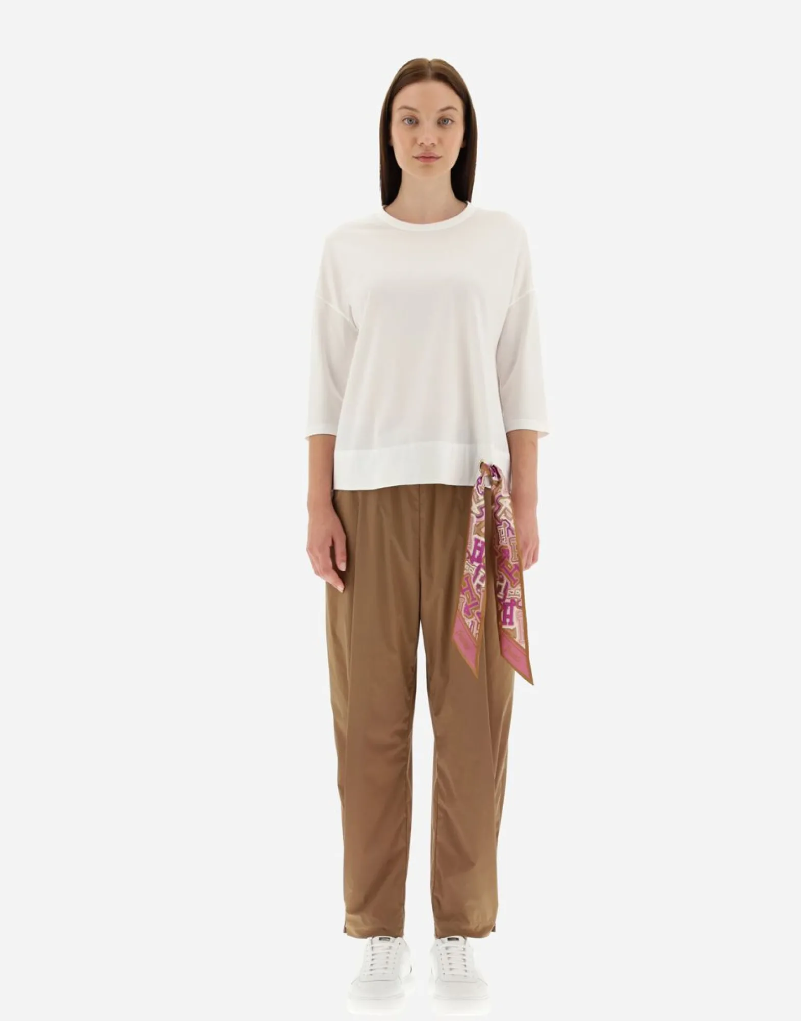 Herno T-Shirt In Superfine Cotton Stretch With Bubble Scarf