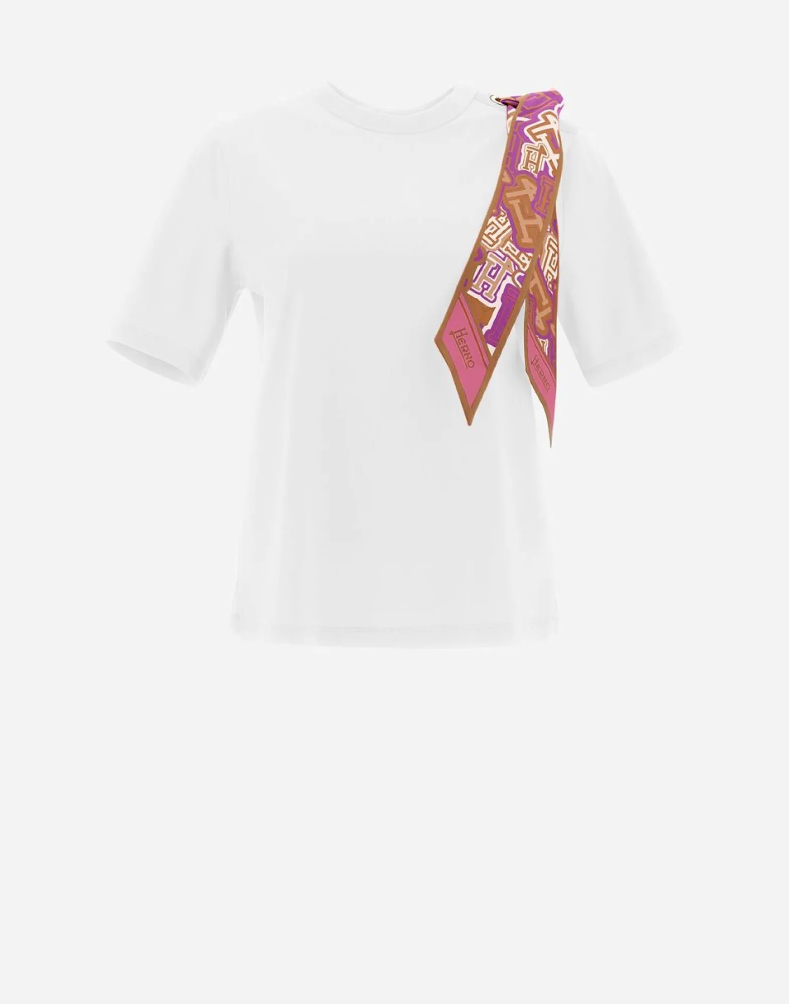 Herno T-Shirt In Superfine Cotton Stretch With Bubble Scarf
