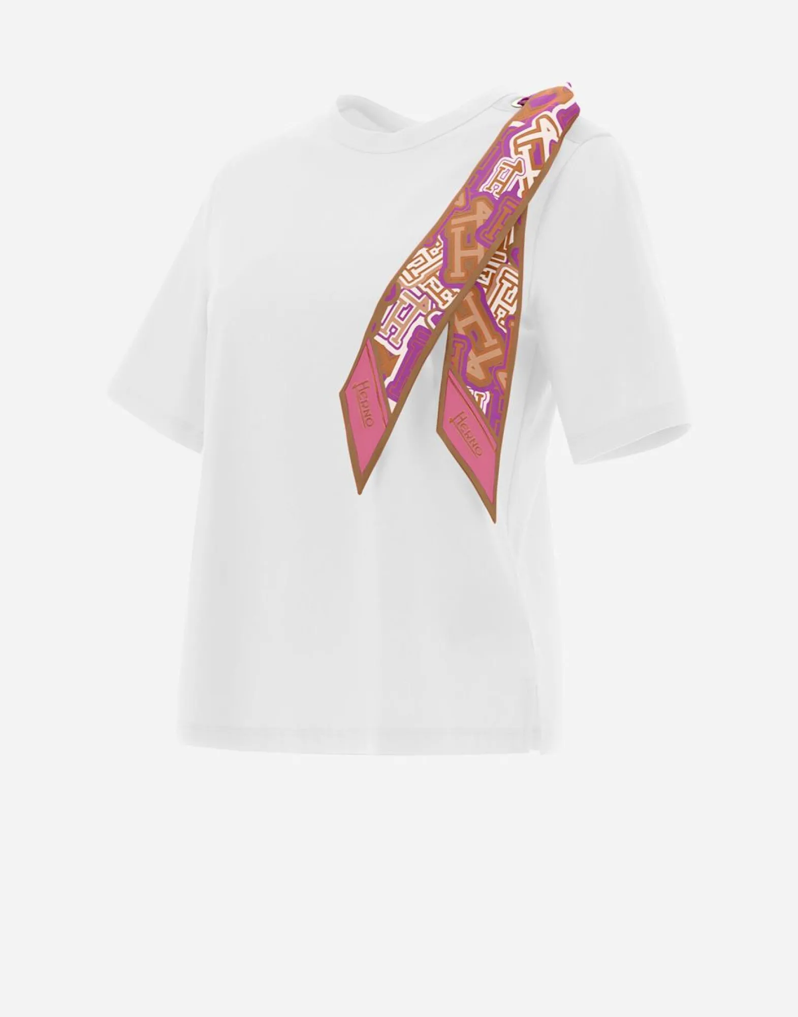 Herno T-Shirt In Superfine Cotton Stretch With Bubble Scarf