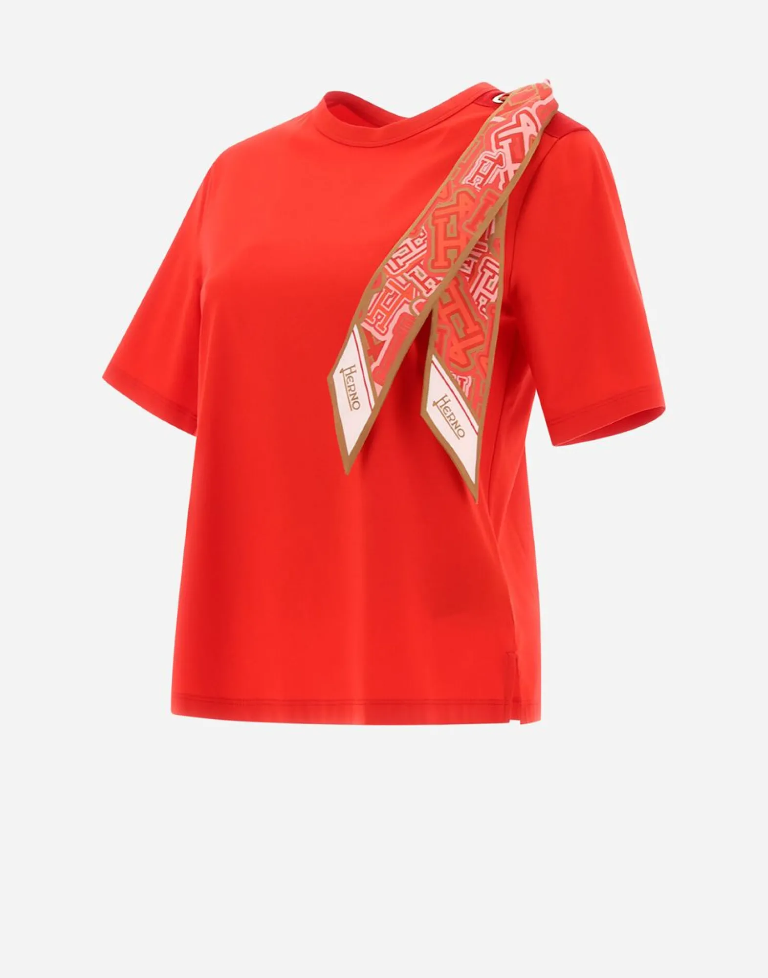 Herno T-Shirt In Superfine Cotton Stretch With Bubble Scarf