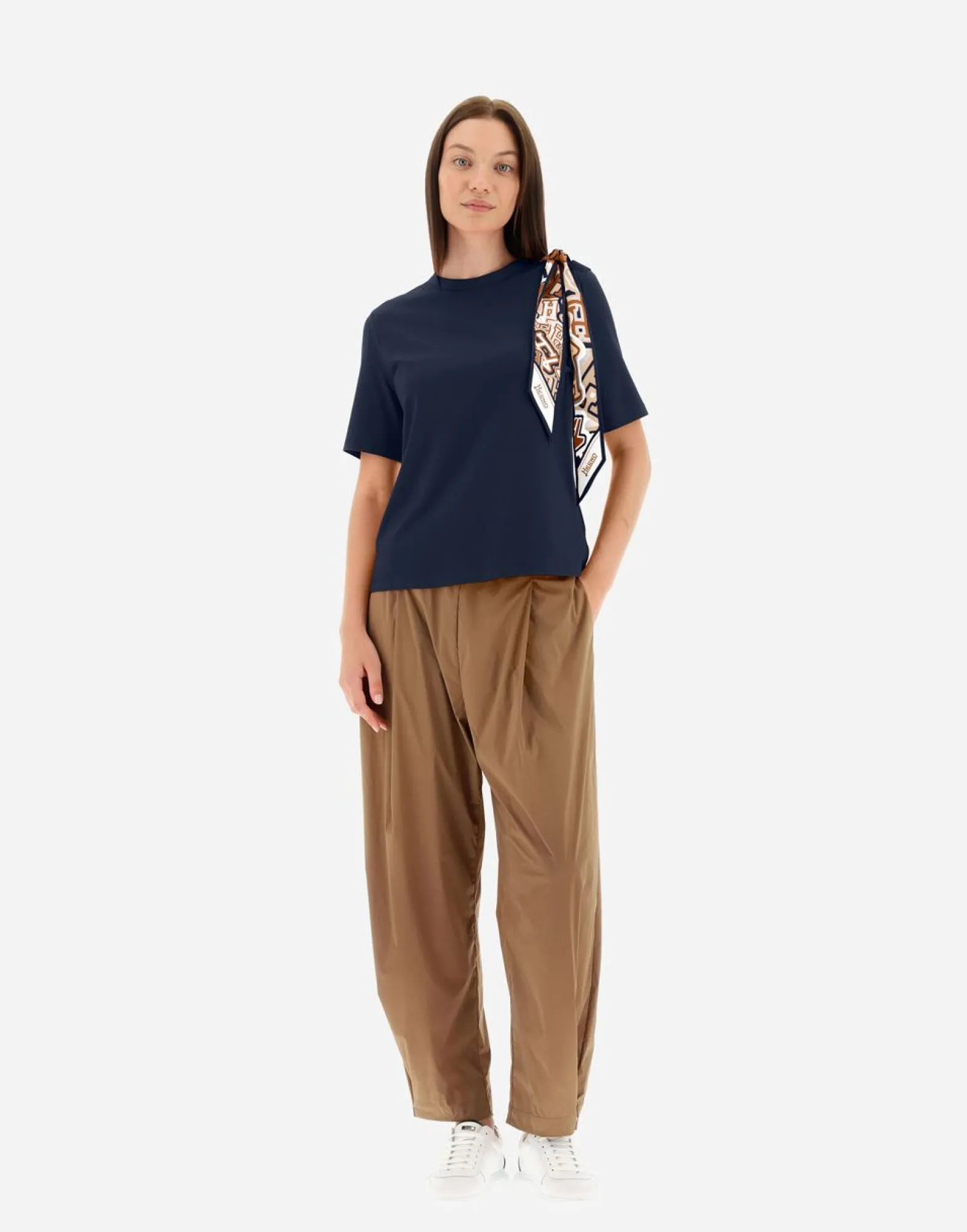 Herno T-Shirt In Superfine Cotton Stretch With Bubble Scarf