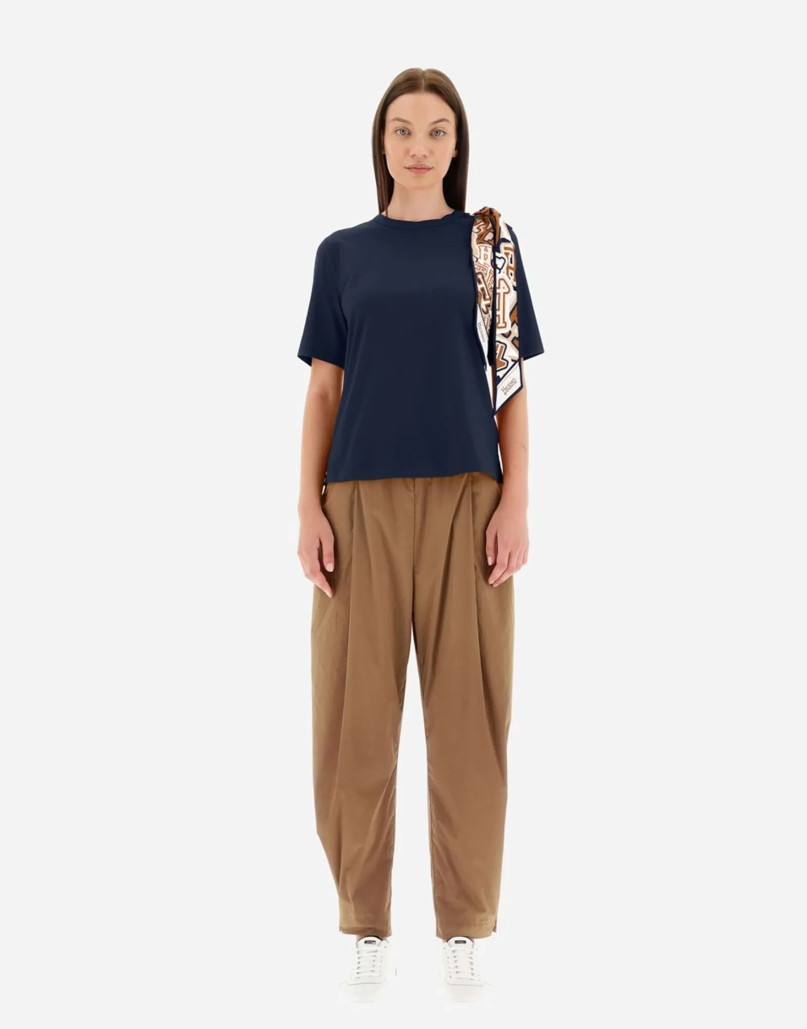 Herno T-Shirt In Superfine Cotton Stretch With Bubble Scarf