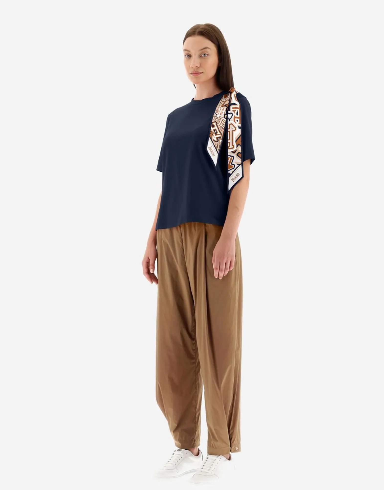 Herno T-Shirt In Superfine Cotton Stretch With Bubble Scarf