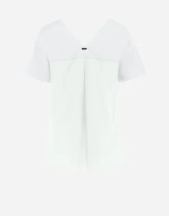 Herno V-Neck T-Shirt In Chic Cotton Jersey & New Techno Taffeta