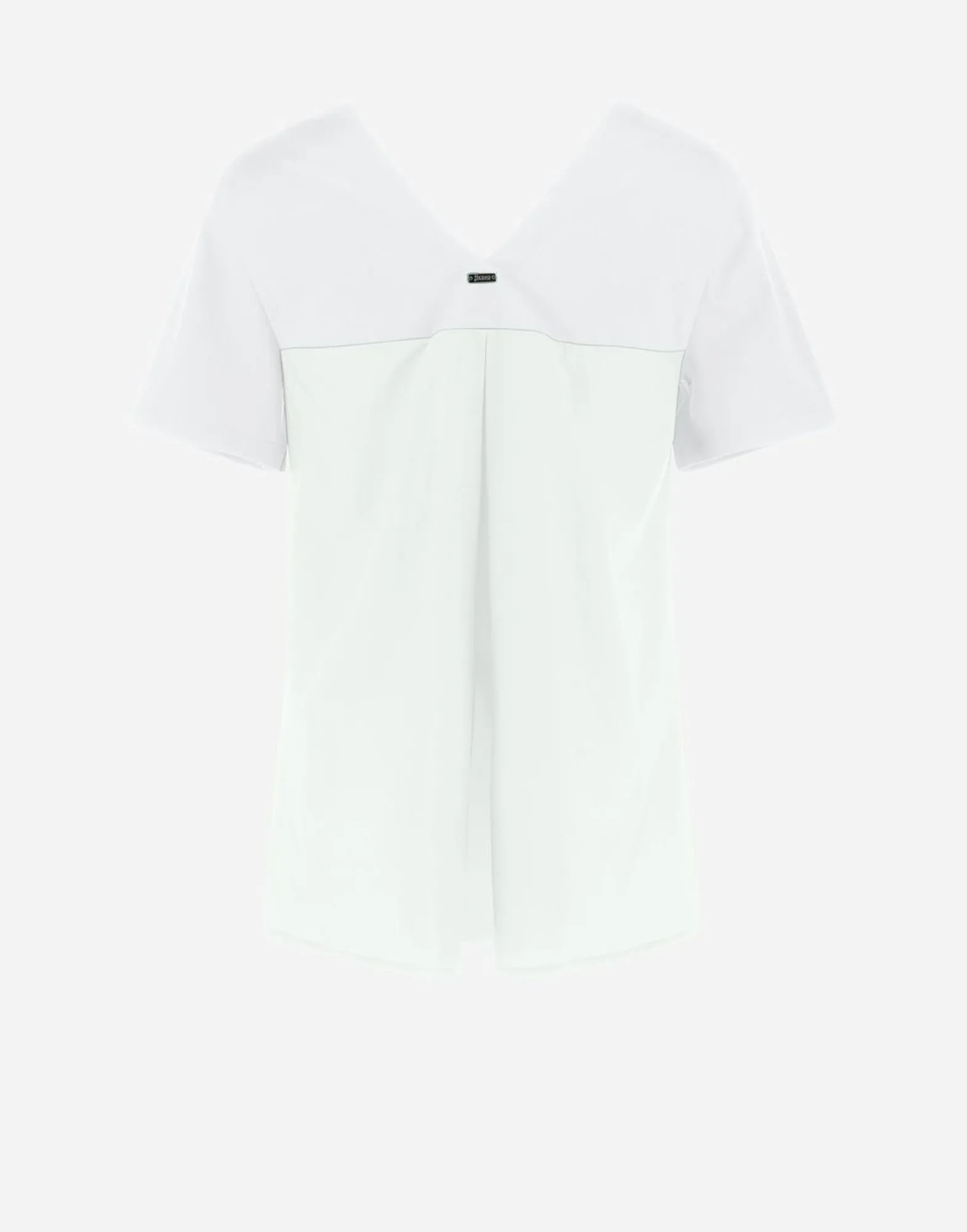Herno V-Neck T-Shirt In Chic Cotton Jersey & New Techno Taffeta